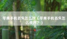 苹果手机丢失怎么找（苹果手机丢失怎么找回？）