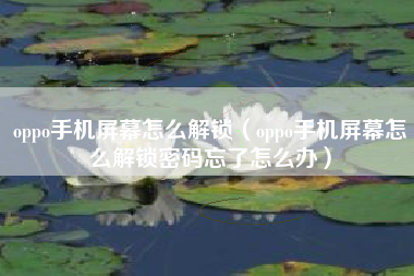 oppo手机屏幕怎么解锁（oppo手机屏幕怎么解锁密码忘了怎么办）